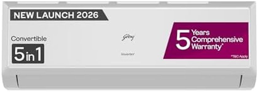 Godrej 1.5 Ton 3 Star| New Star Rated| Inverter Split AC | 5-in-1 Convertible Cooling | 5 Year Comprehensive Warranty| AI Powered| Heavy Duty Cooling at 52°C| (AC 1.5T EC HIC 18Q3TH WA)