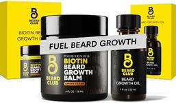 The Beard Club Beard Growth Oil and Biotin Balm Bundle - Mens Grooming Kit with Castor, Cedar and Avocado Oil, Shea Butter - Softens, Hydrates, Supports Fuller Facial Hair - 1 oz + 4 oz
