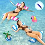 2 Pack Inflatable Pool Float Hammock for Adult, 4-in-1 Water Hammock Lounges with Air Pump Multi Purpose Swimming Pool Float (Saddle, Lounge Chair, Hammock, Drifter) Pool Accessories for Water Fun