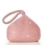 BABEYOND Women's Rhinestone Clutch Evening Bags Sparkly Glitter Triangle Purse for 1920s Party Prom Wedding, Rose Gold, One Size