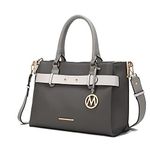 MKF Collection Coleen Satchel Bag by Mia K. Farrow, Grey, L