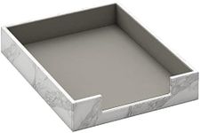 Leather Letter Tray, THIPOTEN Elegant Desk Organizer for Office Supplies, Mail, Paper, File, Magazine, Perfect Office Organization for Desktop(White)