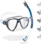 Cressi Big Eyes Evo Alpha Ultra Dry snorkel set snorkel set with snorkel and diving mask waterproof diving mask anti-fog anti-leak tempered glass premium dry snorkel for adults, Clear/Blue