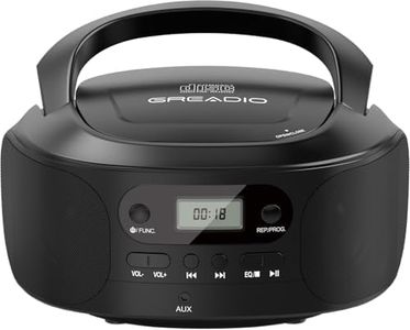 Greadio Portable CD Player with AUX Input, Boombox CD Player with Speakers, CD/CD-R/CD-RW Compatible, Programming, Battery/Type-C Operated, Personal Player for Kids,Seniors,Home (Black)