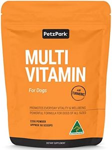 Petz Park Multivitamin for Dogs Australian Made - Glucosamine Turmeric for Joint Support with Probiotics for Gut Health – Omega 3 Fish Oil for Skin Health - Vitamins & Minerals - 225g Powder 90 Scoops