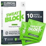 SweatBlock Max Clinical Antiperspirant Wipes - For Excessive Sweating & Hyperhidrosis - Up to 7 Days Protection/Wipe - 10 count - Unisex, Unscented