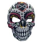 eBoutik - Halloween Mexican Day of The Dead Sugar Skull Novelty Costume Masks - Undead Festival Dress Up For Women, Men & Kids (Fire)