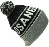 American Cities Los Angeles LA California Republic Cuff Cable Knit Pom Pom Beanie Hat Cap