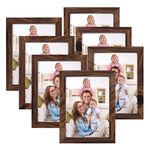 Giftgarden 7x5 Photo Frame Brown Set of 7 Rustic Walnut-Color Photo Frames 5 by 7 for Wall or Tabletop