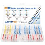 electrapick Solder Seal Wire Connectors, 180 PCS Waterproof Heat Shrink Butt Connectors, Electrical Wire Terminals, Marine Insulated Butt Splices