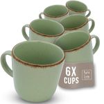 Rustic Coffee Mugs Set of 6 - Premium Stoneware Cups, Dishwasher-Safe - Modern Tea and Coffee Mug Set - Elegant Stoneware Dinnerware - Pure Living in Mint Green