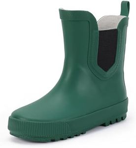 Hehainom Boys Rain Boots Toddler Kids Rain Boots Size 10Green Waterproof Rainboots Easy-on Light Weight Chelsea Rain Shoes