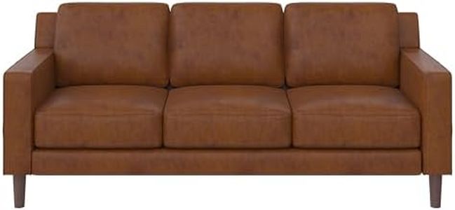 DHP Brynn Upholstered Sofa, Camel Faux Leather