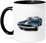 3dRose Classic Muscle Car - Two Tone Black Mug, Ceramic, Multi-Colour, 10.16 x 7.62 x 9.52 cm