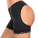 Vevarble Women Butt Lifting Shapewear Panties Tummy Control Knickers Lace Edge Shaping Shorts Slimming Underwear Waist Adjustable BoyShorts Briefs (S-Black)