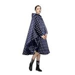 LAMA Waterproof Rain Poncho, Lightweight Reusable Rain Poncho Coat, Hiking Rain Coat Jacket with Hood and Carry Pouch for Adults Women Men, Outdoor Activities,Blue Dots