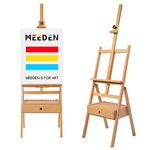 MEEDEN Studio H-Frame Easel with Art Supply Storage Drawer - Adjustable (60"~75") Solid Beech Wood Easel Stand for Artists, Students and Adults, Holds Canvas Art up to 35"