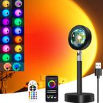 HFAN Sunset Lamp Projector, Remote & App Control 16 Colors Sun Lamp Mood Light, 360° Rotation LED Sun Sunrise Sunlight Lamp Ambient Lighting for Bedroom Office Decor Gifts for Women