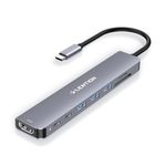 LENTION 8 in 1 USB C Hub Multiport Adapter with 4K@60Hz HDMI, Type C Data Sync, 100W PD Charging, SD/Micro SD Card Reader, 3 USB 3.0, for 2023-2016 MacBook Pro, New Mac Air, More, (CE18s, Space Gray)