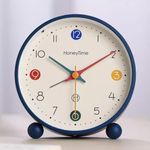 Analog Alarm Clock, Super Silent Non Ticking Small Clock with Night Light, Battery Operated, Simple & Fashion, Easy Set Learning Clock for Kids, Bedroom and Home Decoration