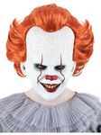 Smiffys IT Chapter Two Pennywise Mask for Adults, Full Head Latex with Hair, White and Orange, Officially Licensed, Ideal for Halloween and Themed Fancy Dress Parties