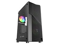 Oversteel - Kyanite Gaming PC Case Compatible with ATX, Micro ATX and ITX Boards, 4 120mm A-RGB Fans Included, Mesh Front, Anti-Dust Filters, Tempered Side Glass, USB 3.0, Black