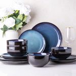 LERATIO Ceramic Dinnerware Sets,Stoneware Coupe Plates and Bowls Sets,Highly Chip and Crack Resistant | Dishwasher & Microwave & Oven Safe Dishes set,Reactive Glaze Dinnerware- Service for 4