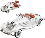 Alokik Enterprise Compatible for 1:24 Mercedees Benz 500K Toy Car Model, Diecast Collectible Pull Back Model Car with Sound and Light, Toy Gift Vehicles for Adults Kids Boys Girls 【White Color】