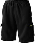 SITE KING Mens Cargo Combat Work Tracksuit Jogging Shorts (Black, 5XL - 58" to 60" Waist)