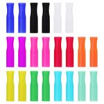 22Pcs Reusable Straws Tips, Silicone Straw Tips, Multi-Color Food Grade Straws Tips Covers Only Fit for 1/4 Inch Wide(6MM Out Diameter) Stainless Steel Straws by Accmor
