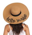 Lanzom Womens Wide Brim Straw Hat Floppy Foldable Roll up Cap Beach Sun Hat UPF 50+