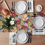 PRAKARTIK BY INDUARTS 100% Cotton Spring Pattern Floral Rectangular Dining Table Runner. Multi (Set of 1, 135 cm Runner)