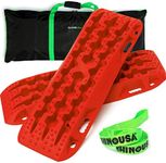 Rhino USA Recovery Traction Boards (Red) - Ultimate Offroad Tracks Board for 4x4 Vehicles - Best Off-Road Accessories for Sand, Mud & Snow - Heavy Duty Zipper Carry Bag Included