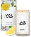 Homesick Scented Candles for Home (Lake Living) - 13.75 oz Long-Lasting Soy Wax Blend Jar Candle Gifts for Women & Men, 60-80 Hours Burn Time - Notes of Fresh Mineral Springs, Water Lotus & Pine