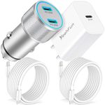 for iPhone 16 15 Charger, 40W Dual Port USB C Car Charger Adapter + 20W USBC Fast Charging Block + 2Pack 6FT USB C Cable for iPhone 16 15 Pro Max Plus, Google Pixel 9/8/7/6, iPad, Galaxy, Android