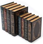 Tosnail 2 Pack Decorative Book Boxes Wooden Antique Book Decorations Vintage Book Storage Box