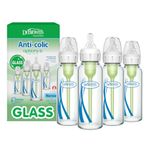 Dr. Brown's Anti-Colic Options+ Narrow Glass Baby Bottle with Level 1 Slow Flow Nipple, BPA-Free, 8 oz/250 mL, (4)