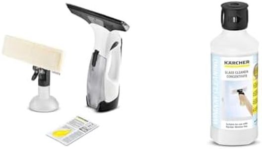 Bundle of Kärcher Window Vac WV 5 Plus, Battery Running Time: 35 min, Removable Battery, LED Display for Battery Status, Spray Bottle with Microfibre Cloth + Kärcher Window Cleaner Concentrate RM 500
