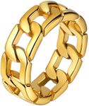 U7 Steel Ring Punk Vintage Rings for Men Size 8 Cuban Link Chain Male Boy Finger Ring