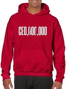 THE CEO, OOO, OOO Long Sleeve Unisex Hoodie - Stay motivated with Our pullover hoodies - Essential lightweight hoodie Ideal for everyday wear (US, Alpha, 3X-Large, Regular, Standard, Red)