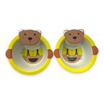 FunBlast Bamboo Fiber Bowl Set – Eco-Friendly Bamboo Fiber Bear Design Bowl Set for Kids/Baby Utensils Feeding Bowl Tableware for Kids and Toddlers (Multicolor; Pack of 2)