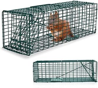 Qualirey 1 Pcs Humane Squirrel Trap Heavy Duty Live Animal Chipmunk Catch and Release Rat Trap for Outdoor Small Animals Mouse Raccoon Stray Cat Rodent Weasels (Green)