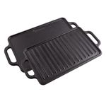 Victoria Rectangular Griddle, Reversible Cast Iron, 12.5 x 7.5 inch, Seasoned