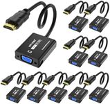 MT-VIKI HDMI to VGA Adapter, Gold-Plated HDMI Converter Male to Female, Compatible for Computer, Desktop, Laptop, Monitor, Projector, HDTV, Chromebook, Raspberry Pi, Roku, Xbox (10 Pack)