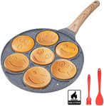 Bobikuke Pancake Pan Nonstick - 10 Inch Pancake Maker Pan With 7-Cup Mold Blini Pan Silver Dollar Pancake Pan Breakfast Griddle,100% PFOA Free