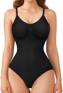 KUMAYES Body Sculptant Femme Gaine Amincissant Ventre Plat Combinaison sans Couture à col Rond pour les Fesses Minceur avec Bretelles Ajustable (Noir, L)