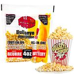 Bullseye Popcorn All-in-One Tri-Pack Rich buttery movie theater taste. 4 oz bag 36pcs