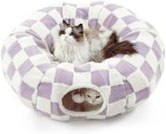 Lesure Cat Tunnel Bed for Indoor Cats - Cute Cat Donut Tunnel with Washable Circle Cushion, Round Pet Play Tunnel Toy for Kitten/Puppy/Rabbit,Purple