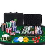 Wishkey Poker Chips Set 500 PCS With Rupee Printed Chips, 5 Dice, 2 Decks of Playing Cards, 3 Dealer Buttons & Premium Carry Case Casino Style Poker Game Set for Home Party, Friends & Family 14+ Years