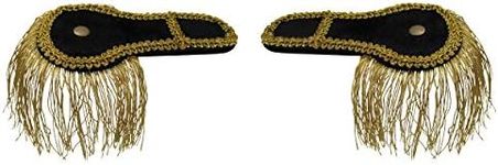 Nicky Bigs Novelties Ringmaster Black Shoulder Epaulettes Gold Fringe Boards Costume Accessories